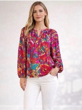 Lilly Pulitzer Elsa Silk Top Sea And Be Seen Print